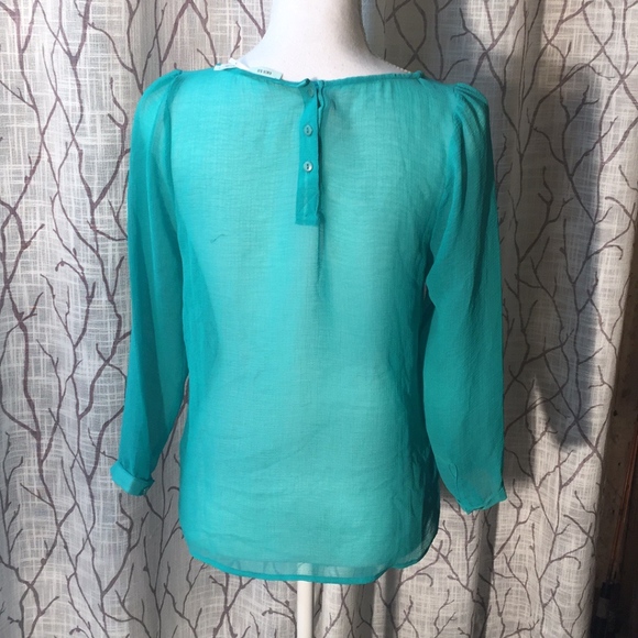 Kimchi Blue sheer turquoise blouse - Picture 5 of 8